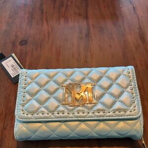 Badgley Mischka Quilted Blue CROSS BODY NWT